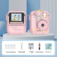 Cámara Infantil con Impresión Digital, Grabación de Video, Adhesivos de Dibujos Animados, Cámara de Juguete para Estudiantes, Impresora Instantánea para Niños