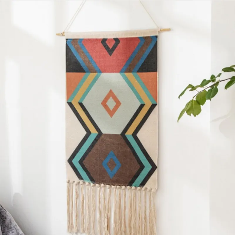 高品質カスタムコットン手作り織り刺繍キッズルーム壁装飾タペストリー