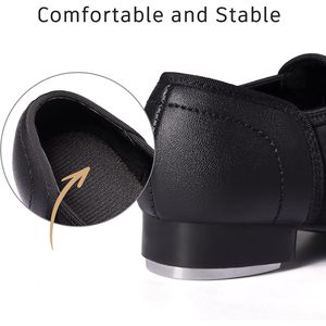 Chaussures de claquettes Dynadans pour filles, unisexes, en cuir PU, élastiques, à enfiler, talon plat pour la danse - Product Image 6