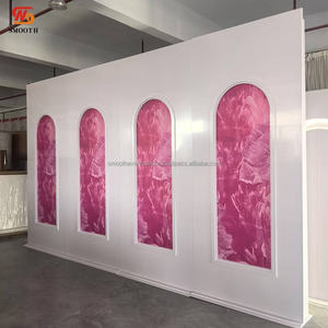 Arco de escenario con diseño de mármol rosa elegante y suave, decoración de fondo para bodas, soporte para arco decorativo para eventos. - Product Image 4