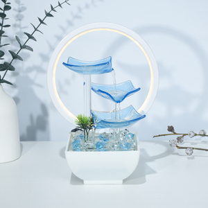 Ornement <span class=keywords><strong>d</strong></span>'<span class=keywords><strong>eau</strong></span> de table en verre bleu avec pierres en cristal acrylique, <span class=keywords><strong>d</strong></span>écoration <span class=keywords><strong>d</strong></span>'intérieur sur le thème de l'océan printemps-été - Product Image 1