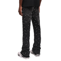 Jean évasé empilé pour homme, noir dégradé, entièrement orné de strass, pantalon en denim de luxe, streetwear, vente en gros OEM ODM