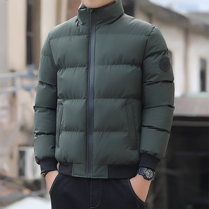 OEM personalizado chaquetas de invierno informales de los hombres brillante cálido Abrigo acolchado con capucha cierre de cremallera corto tejido de nailon impreso pato ganso - Product Image 2