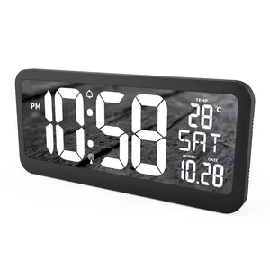 Alarm Clock Thermometer Digital Wall Clock Large Display Gym Snooze Time Calendar Backlit Desk Table Smart Alarm Clock