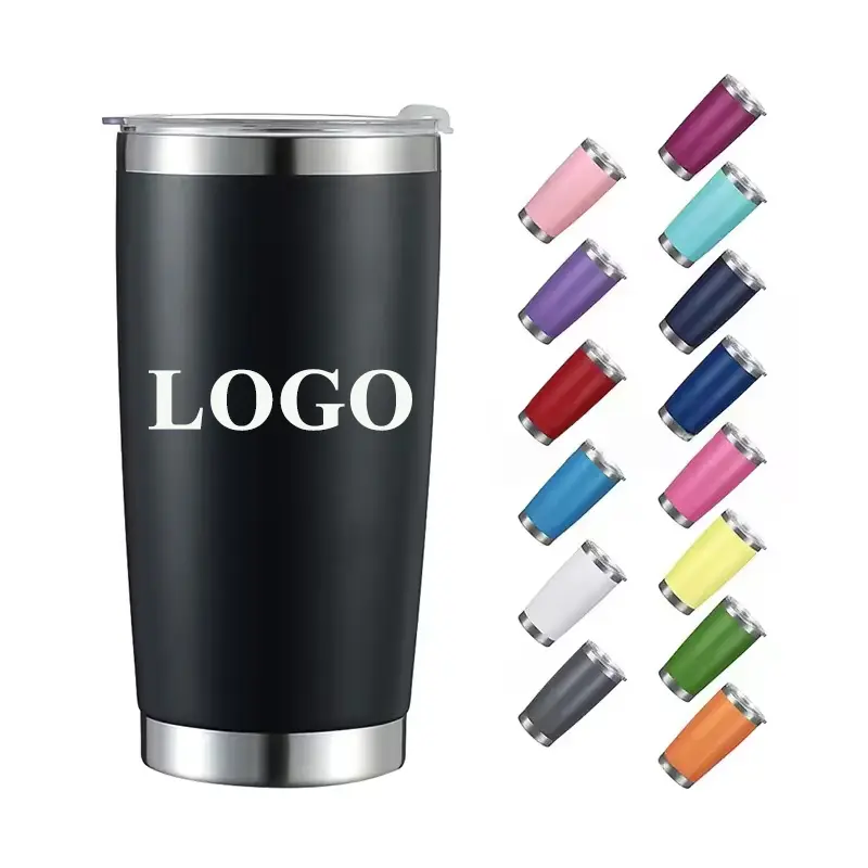 Custom Printed Logo Stainless Steel Coffee Travel Mug Vacuum Insulated Drinking Cup 20oz Tumbler with Lid