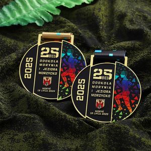 Medallas Personalizadas con Diseño de Cinta, Novedad 2025, Medallas Deportivas de Metal, Aleación de Zinc, Esmalte Suave, Doradas, Redondas, para Maratones y Carreras - Product Image 6