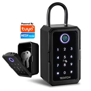 Tediton Tuya App Waterdichte Outdoor Wall Mounted Sterke Vingerafdruk Code Smart Key Lock Box