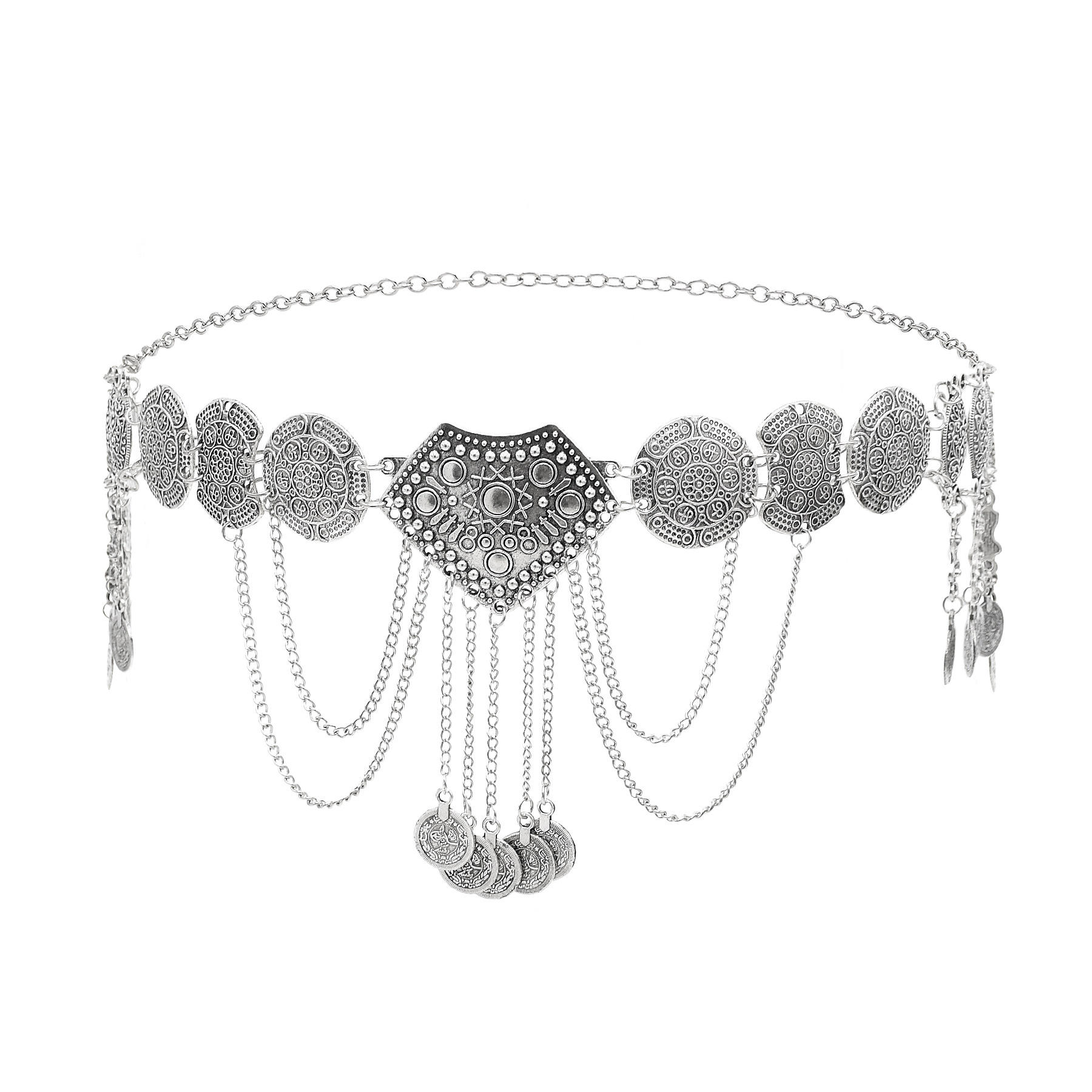 빈티지 코인 태슬 허리 체인 메탈 뱃춤 바닷가 스타일 바디벨트