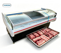 Vitrine Réfrigérée Professionnelle Économe en Énergie pour Viande avec Refroidissement Direct pour Supermarché Boucher en Acier Inoxydable et Verre LED