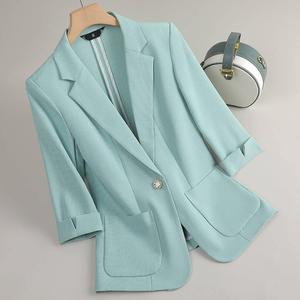 Blazer professionnel taille haute pour femme, blanc, à manches courtes, nouvelle collection, style élégant et féminin, idéal pour le bureau - Product Image 3