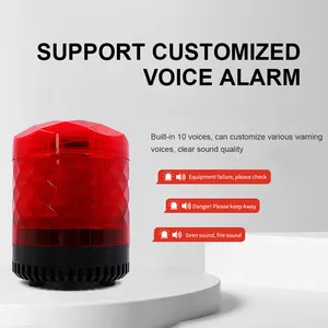 Magnetic Warning Alarm LED Revolving Strobe Rotary Voice Beacon Light Security Light With Buzzar