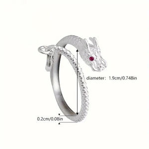 Cincin halus Punk dapat diatur desain naga cincin tembaga zirkonia kubik untuk wanita pria simbol kekuatan dan keberuntungan - Product Image 5