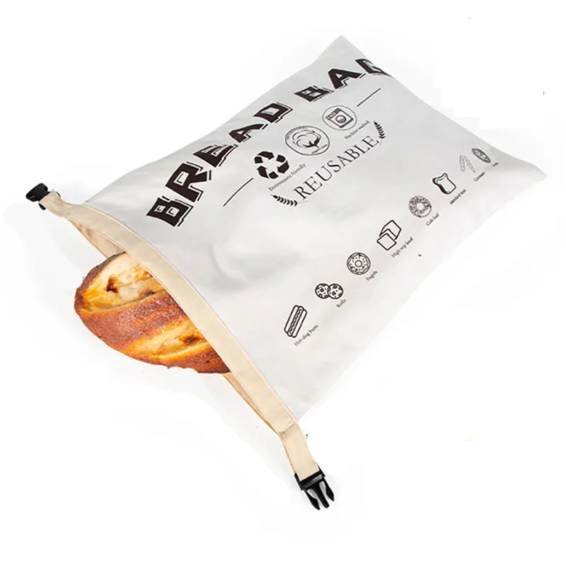Cotton Drawstring Bag Reusable Organic Eco-friendly Canvas Linen Bread Storage Bags Food Custom Packaging Bags