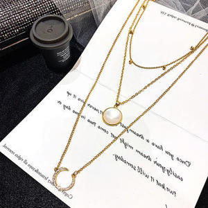 HOVANCI, Super Septiembre, diseño creativo, collares multicapa, colgante <span class=keywords><strong>de</strong></span> Luna CZ <span class=keywords><strong>brillante</strong></span> geométrico <span class=keywords><strong>con</strong></span> <span class=keywords><strong>cadena</strong></span> redonda <span class=keywords><strong>de</strong></span> circón <span class=keywords><strong>de</strong></span> ópalo <span class=keywords><strong>blanco</strong></span> - Product Image 3