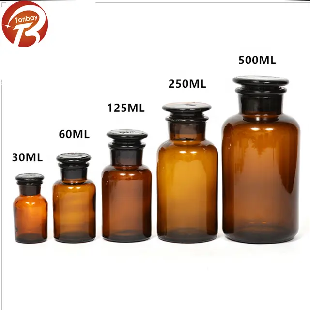 30ml 60ml 125ml 250ml 500ml 1000ml 앰버 유리 시약병 유리 앰버 실험실 병