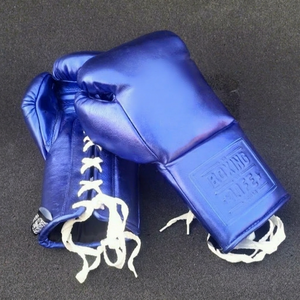 Gants de boxe professionnels personnalisables « No Boxing No Life » en cuir de vachette de qualité supérieure, à lacets, épais 4 couches, pour l'entraînement – Vente chaude - Product Image 1