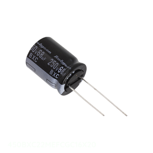 Condensateur canal fabricant CAP ALUM 22UF 20% 450V RADIAL TH 450BXC22MEFCGC16X20 à travers trou 22 uF - Product Image 1