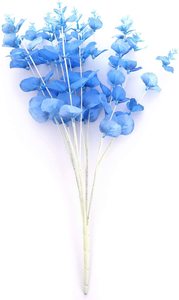 Fleur artificielle d'eucalyptus 40 cm 2 pièces, tige florale ronde en soie, Faux Dollar vert argent, plantes pour mariage - Product Image 3