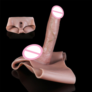 Wearable Hollow <b>Dildo</b> Male Penis Sleeve Enhance <b>Pants</b> 8.66 Inch Long Male Penis Enlarger Sheath Elastic Harness for Transgender - Product Image 1