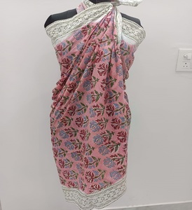 Best Handmade 100% Cotton <b>Sarong</b> Set Boho Scarf Floral Beachwear Quick Dry Breathable Plus Size for Wholesale Price - Product Image 1