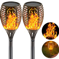 Lámpara Solar de Jardín con Forma de Antorcha, 12-96 LED, Varios Tamaños, Resistente al Agua IP65, con Batería Incluida, Encendido/Apagado Automático al Anochecer/Amanecer