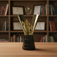 Piala Trofi Hoki Es Kristal Kaca Desain 3D Profesional Kustom untuk Hadiah Pameran Hoki Es