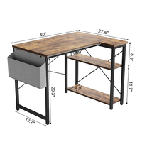 Bureau d'ordinateur en acier en forme de L de 40 pouces avec étagères réversibles Sac de rangement Moderne Résistant à l'eau Bureau à domicile