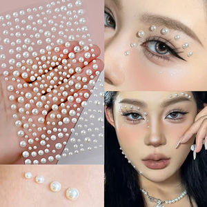 Pegatinas de diamantes de imitación autoadhesivas 3D con <span class=keywords><strong>cara</strong></span> de Ojos de perla blanca 3/4/5/6mm <span class=keywords><strong>cara</strong></span> mixta/uñas/ojos gemas de tatuaje temporal - Product Image 2