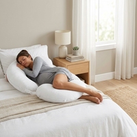 Oreiller corporel chauffant électrique en mousse à mémoire de forme en forme de croissant de lune pour adultes enceintes et dormeurs sur le côté - Soutien pour la maternité et l'allaitement