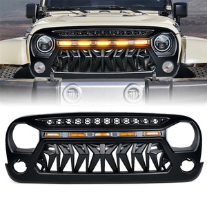 Grille avant ABS avec maille, noir mat, grille de pare-chocs avant pour <span class=keywords><strong>jeep</strong></span> wrangler JK JL 2007-2017 - Product Image 2