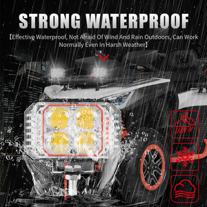Faro <span class=keywords><strong>LED</strong></span> per Moto da Commercio Estero, Tre Lenti a 4 <span class=keywords><strong>LED</strong></span> Lampeggianti Rosso Blu, Abbaglianti/Anabbaglianti Esterni, Montaggio Mid-Grid OLIVER - Product Image 5