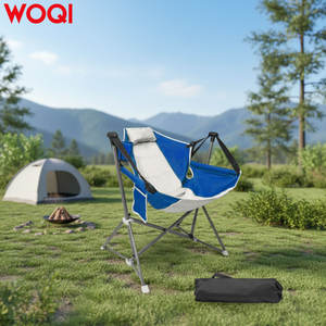 Silla plegable portátil Woqi con marco de hierro, portavasos, bolsillos laterales y almohada para playa y camping - Product Image 3