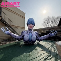 Mascotte robotique féminine gonflable personnalisée, grand personnage cyborg gonflable pour la décoration de scène de festival de musique, publicité d'événements