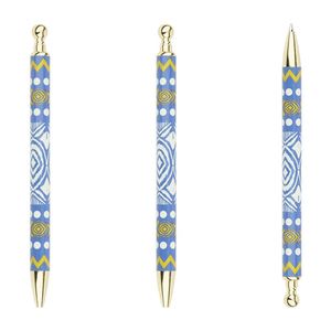 Bolígrafos Metálicos Personalizados al por Mayor con Patrón de Transferencia Térmica, Estilo Étnico Turquesa/Azul, Regalo Promocional de Oficina - Product Image 5