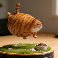 Diseño Gratuito, Muestra Rápida, Artesanía de Resina Personalizada, Regalo Empresarial de Alta Gama: Adorno Flotante Magnético de Gatito Guloso
