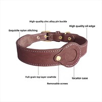 Kalung Anjing Kulit Asli Grosir dengan Kotak Pelacak Terintegrasi Anti-Hilang, Kalung Pelacak Hewan Peliharaan dengan Pemasangan Sekrup Aman B2B