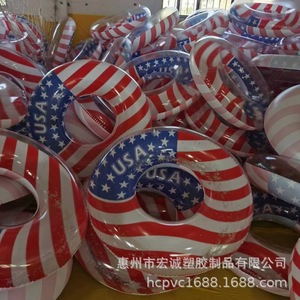 Pvc <b>Inflatable</b> Swim Ring 100Cm Usa Flag Design For Adults Water Fun - Product Image 3