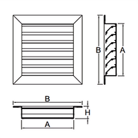 Grille d'aération extérieure carrée en aluminium, résistante aux intempéries et à la pluie, robuste, pour mur et plafond, diffuseur d'air extérieur