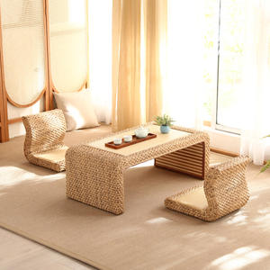 Mesa de café de ratán de estilo japonés, mesa baja para té, para sala de estar, mesa de suelo Tatami hecha a mano con cojines - Product Image 3