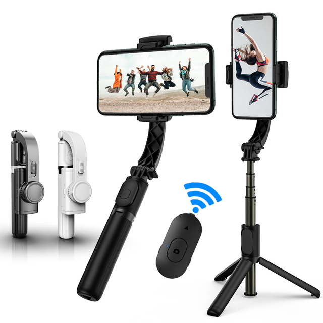 Q08 Phone Stabilizer Selfie Stick Tripod Foldable Handheld Wireless 360 Rotation Anti-Shake Stabilizer Gimbal for Camera