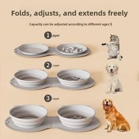 Bol de voyage pour chien pliable en silicone de qualité alimentaire, antidérapant, pour l'eau et les croquettes