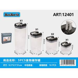 5 pezzi organizzazione dispensa cucina ermetico contenitori per alimenti Set 304 acciaio inox e PC barattoli di vetro per la conservazione a casa - Product Image 1