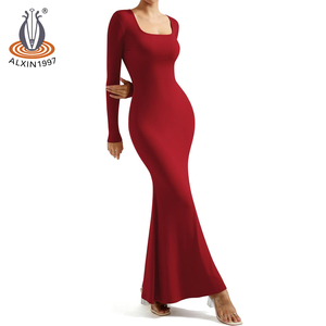 Alxin Sexy attillato da donna abito a maniche lunghe con collo quadrato formale nuovo abbigliamento da riunione <span class=keywords><strong>Online</strong></span> abiti Casual da grossista - Product Image 1