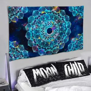 <span class=keywords><strong>Tapisserie</strong></span> tissée avec impression numérique, <span class=keywords><strong>tapisserie</strong></span> Hippie indienne, psychédélique, noir, tripy, Mandala, personnalisée, collection - Product Image 1
