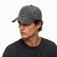Casquettes de papa unisexe à visière incurvée, non structurées, à calotte souple, gris délavé, effet vieilli, avec logo personnalisé, pour foires artisanales