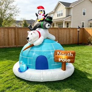 Outdoor Christmas JOY Sign <strong>Inflatable</strong> with Green Monster Wreath and LED Lights for Yard Decoration - Product Image 2