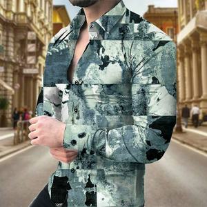 Heren Met Bloemenprint Paisley Lange Mouwen Slim Fit Turn-Down Kraag Overhemd Met Enkele Rij Knopen Sluiting Lente Nieuw Casual Design - Product Image 6