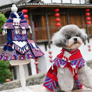 Nieuwe Stijl Jassen Etnische Stijl Voor Katten Honden Print Imitatie Zilveren Accessoires Katoen Linnen Stof Milieuvriendelijk - Product Image 3