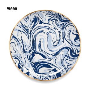 YIFAN Fine Country Style Vintage Floral Bone China Dinner Sets Elegant Blue Flower <b>Ceramic</b> Charger <b>Plates</b> for Wedding Decoration - Product Image 2