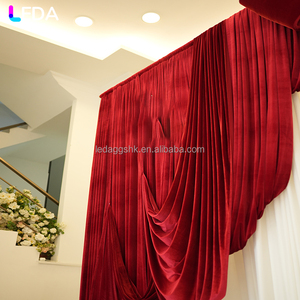 LEDA ของตกแต่งงานเลี้ยงวันเกิดสุดหรู ผ้าม่านสีแดงฉากหลังหลายชั้น ผ้าตกแต่งพื้นหลังลายตกปลา สำหรับงานแต่งงาน - Product Image 4